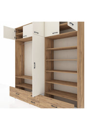 Hyperion Dolap 18 Raflı 4 Çekmeceli Tek Askılı 220x44x243 Çam-Aytaşı/Çam