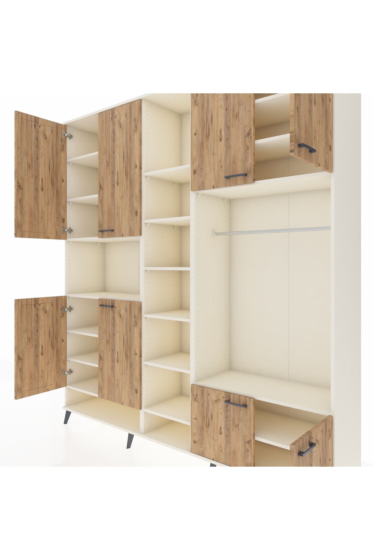 Hyperion Dolap 18 Raflı 8 Kapaklı Tek Askılı 220x44x243 Aytaşı-Çam/Aytaşı