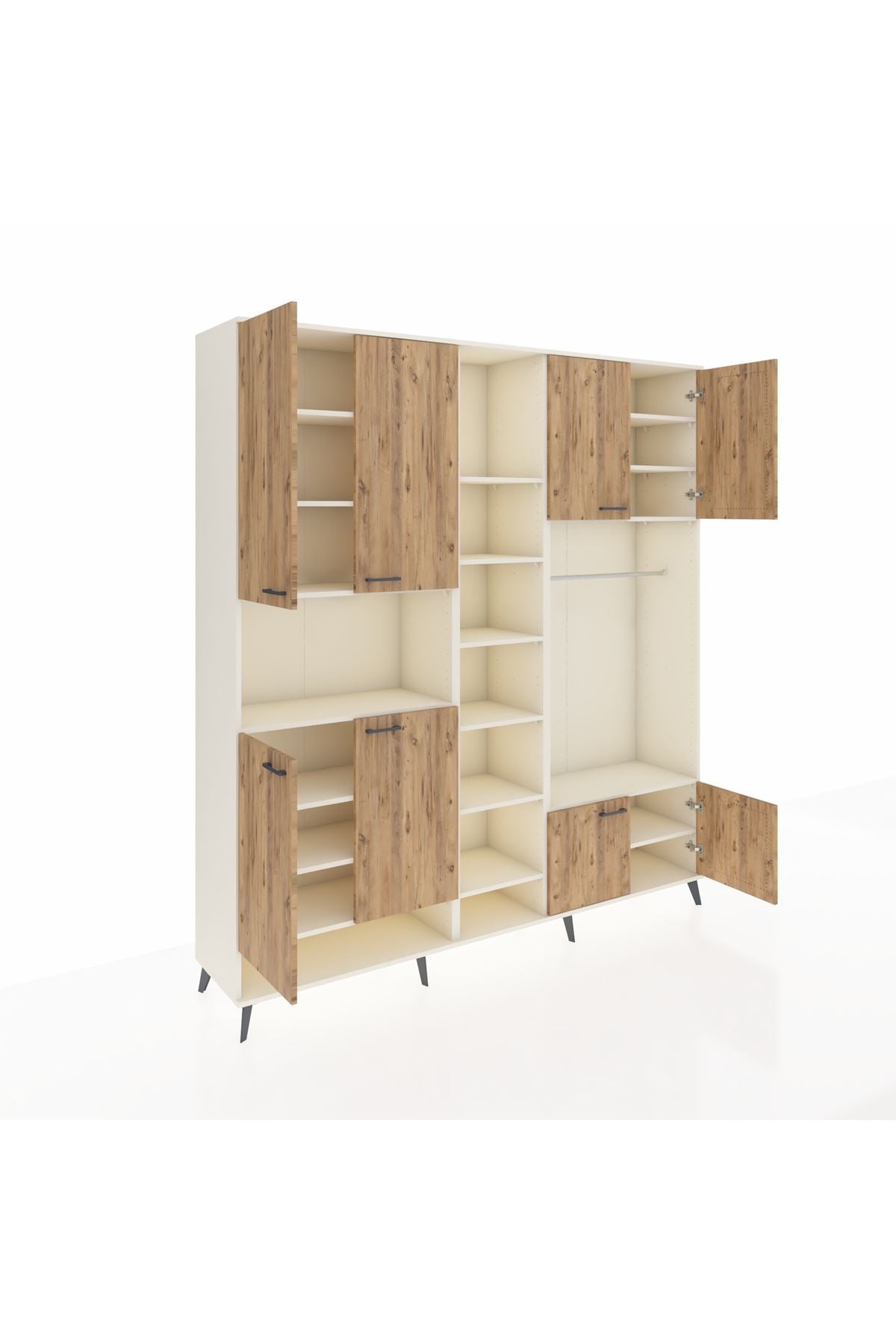 Hyperion Dolap 18 Raflı 8 Kapaklı Tek Askılı 220x44x243 Aytaşı-Çam/Aytaşı