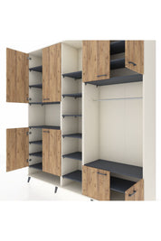 Hyperion Dolap 18 Raflı 8 Kapaklı Tek Askılı 220x44x243 Aytaşı-Çam/Antrasit