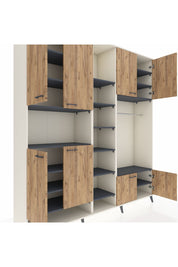 Hyperion Dolap 18 Raflı 8 Kapaklı Tek Askılı 220x44x243 Aytaşı-Çam/Antrasit