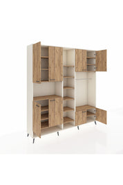 Hyperion Dolap 18 Raflı 8 Kapaklı Tek Askılı 220x44x243 Aytaşı-Çam/Çam