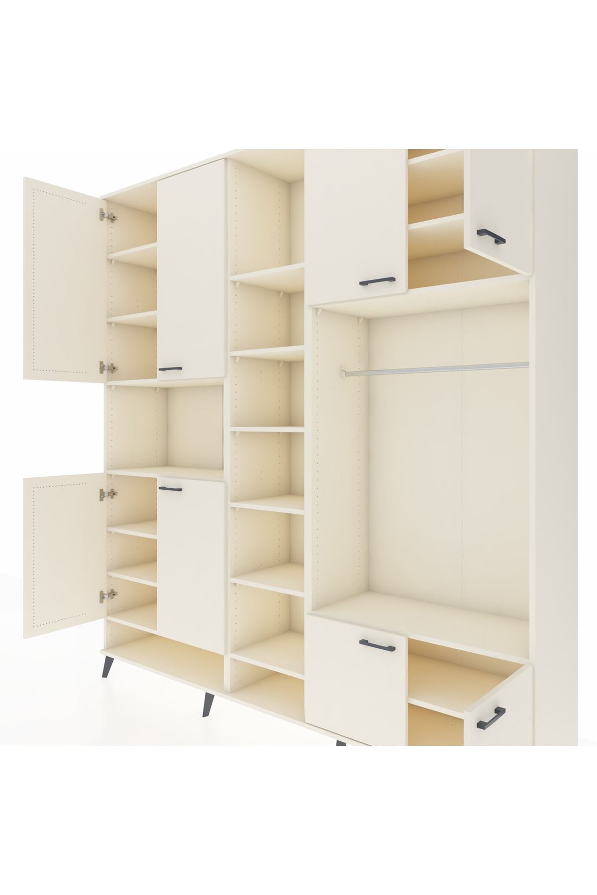 Hyperion Dolap 18 Raflı 8 Kapaklı Tek Askılı 220x44x243 Aytaşı-Aytaşı/Aytaşı