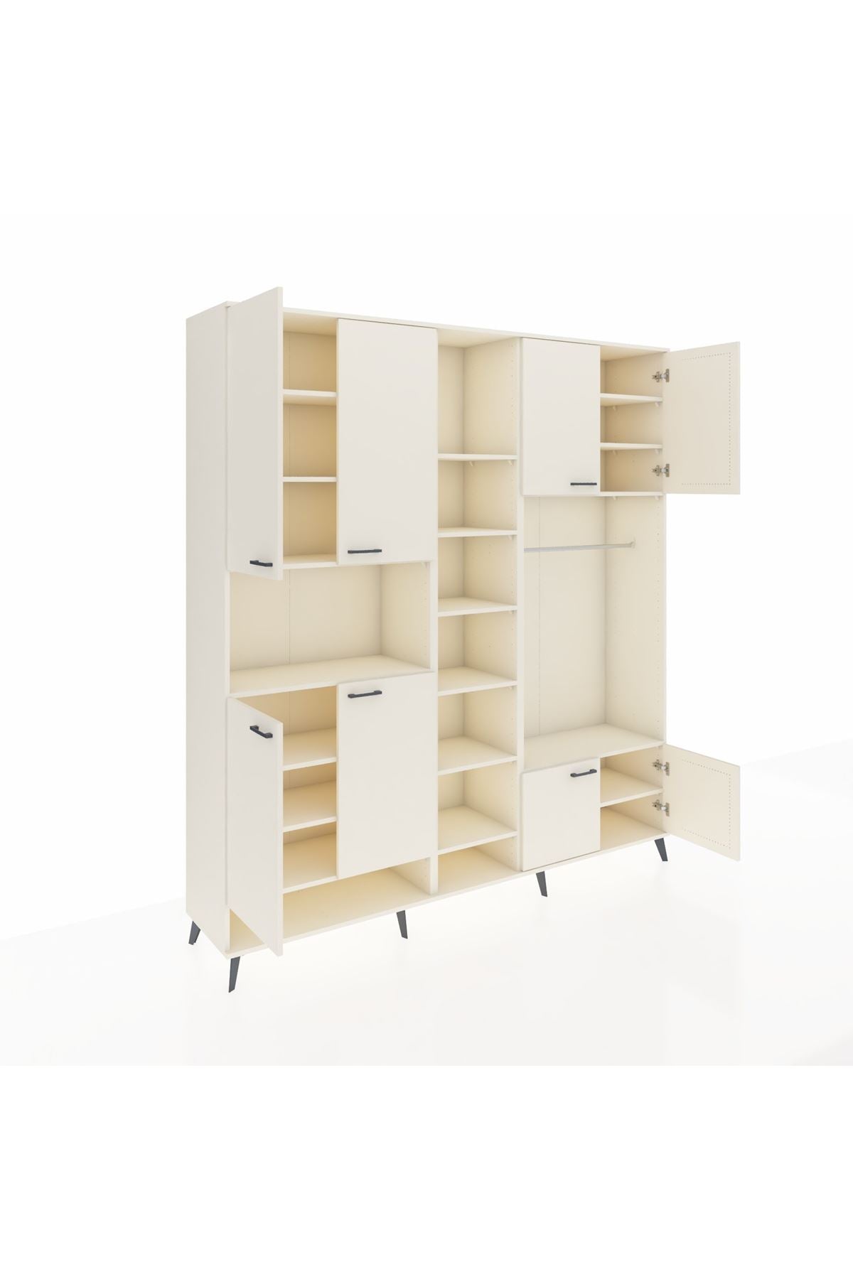 Hyperion Dolap 18 Raflı 8 Kapaklı Tek Askılı 220x44x243 Aytaşı-Aytaşı/Aytaşı