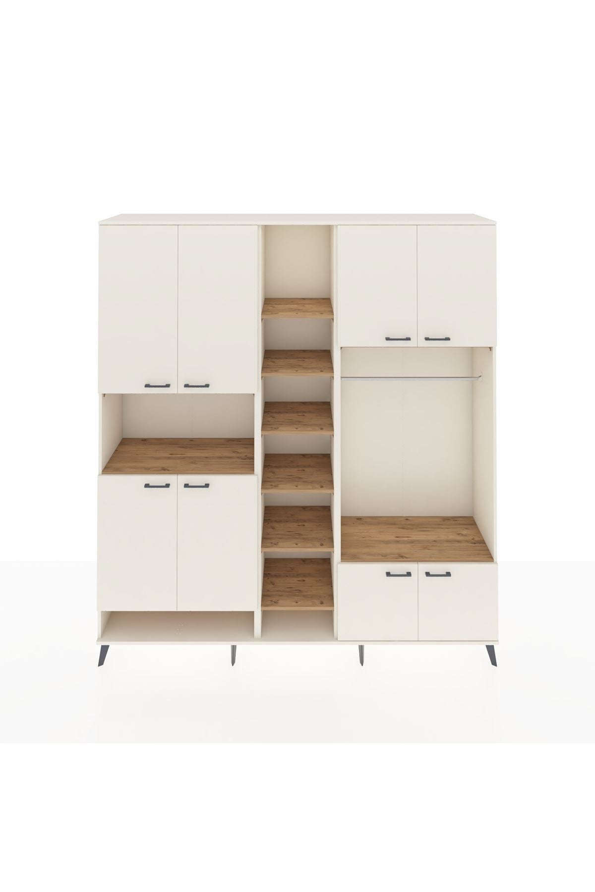 Hyperion Dolap 18 Raflı 8 Kapaklı Tek Askılı 220x44x243 Aytaşı-Aytaşı/Çam