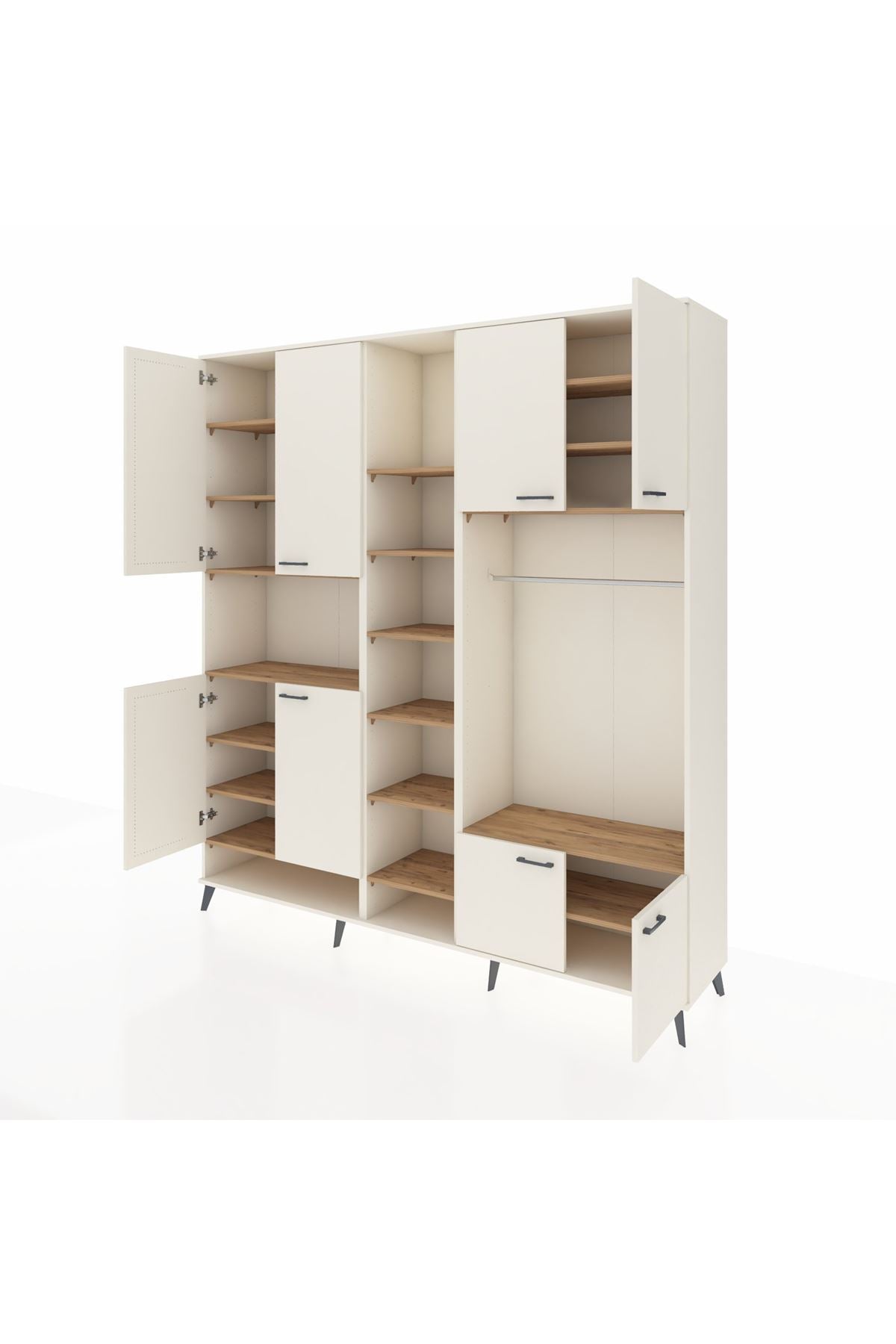 Hyperion Dolap 18 Raflı 8 Kapaklı Tek Askılı 220x44x243 Aytaşı-Aytaşı/Çam