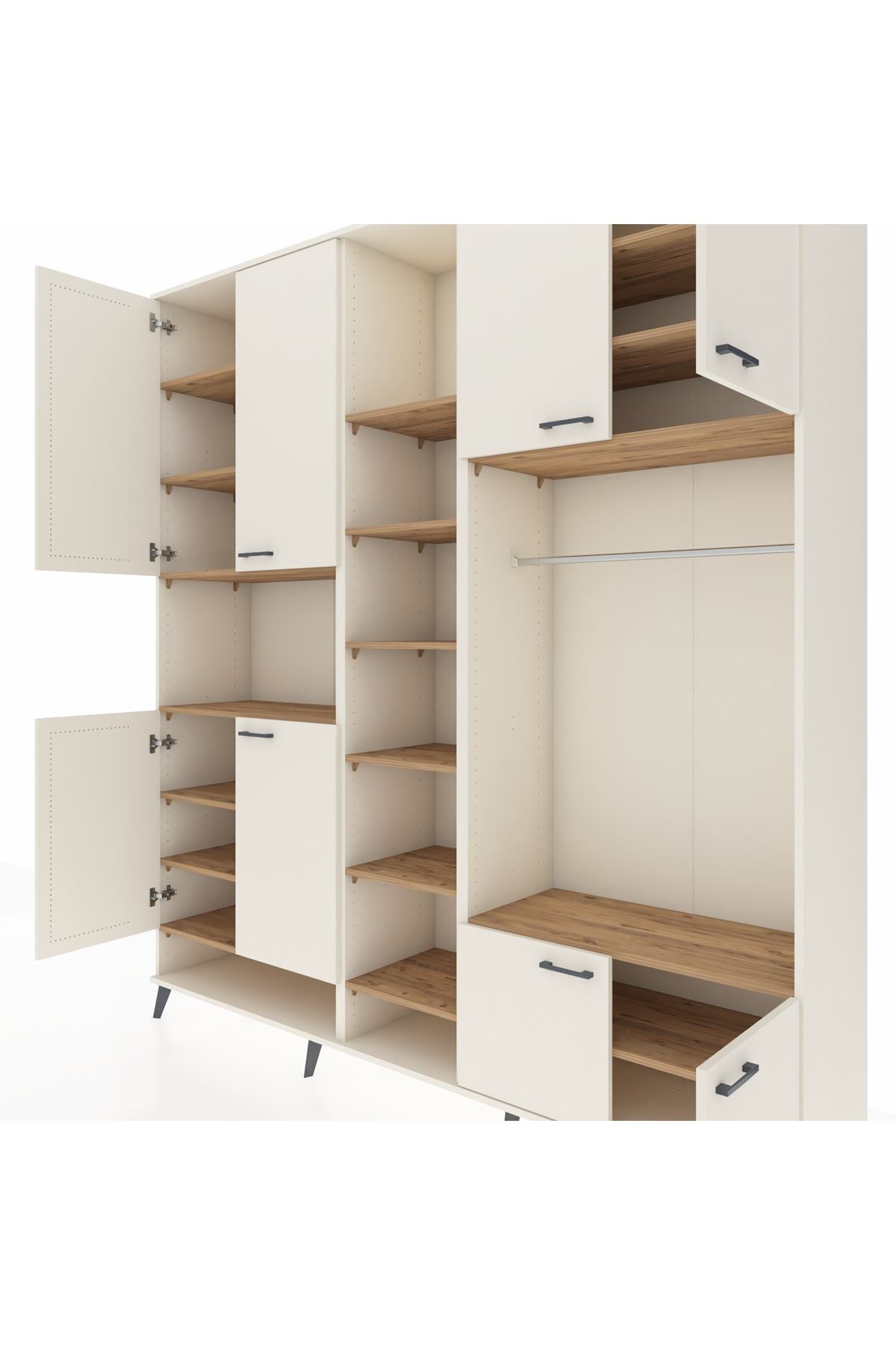 Hyperion Dolap 18 Raflı 8 Kapaklı Tek Askılı 220x44x243 Aytaşı-Aytaşı/Çam