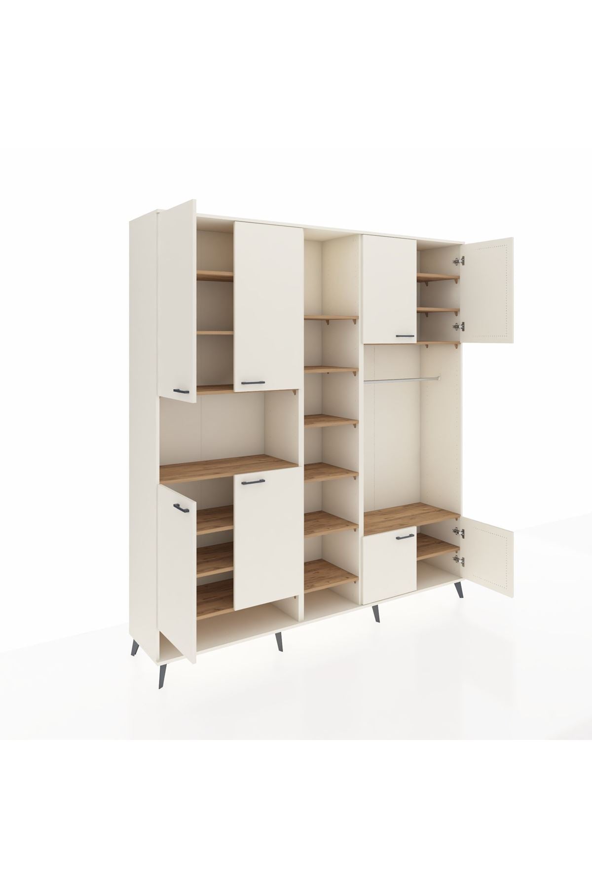 Hyperion Dolap 18 Raflı 8 Kapaklı Tek Askılı 220x44x243 Aytaşı-Aytaşı/Çam