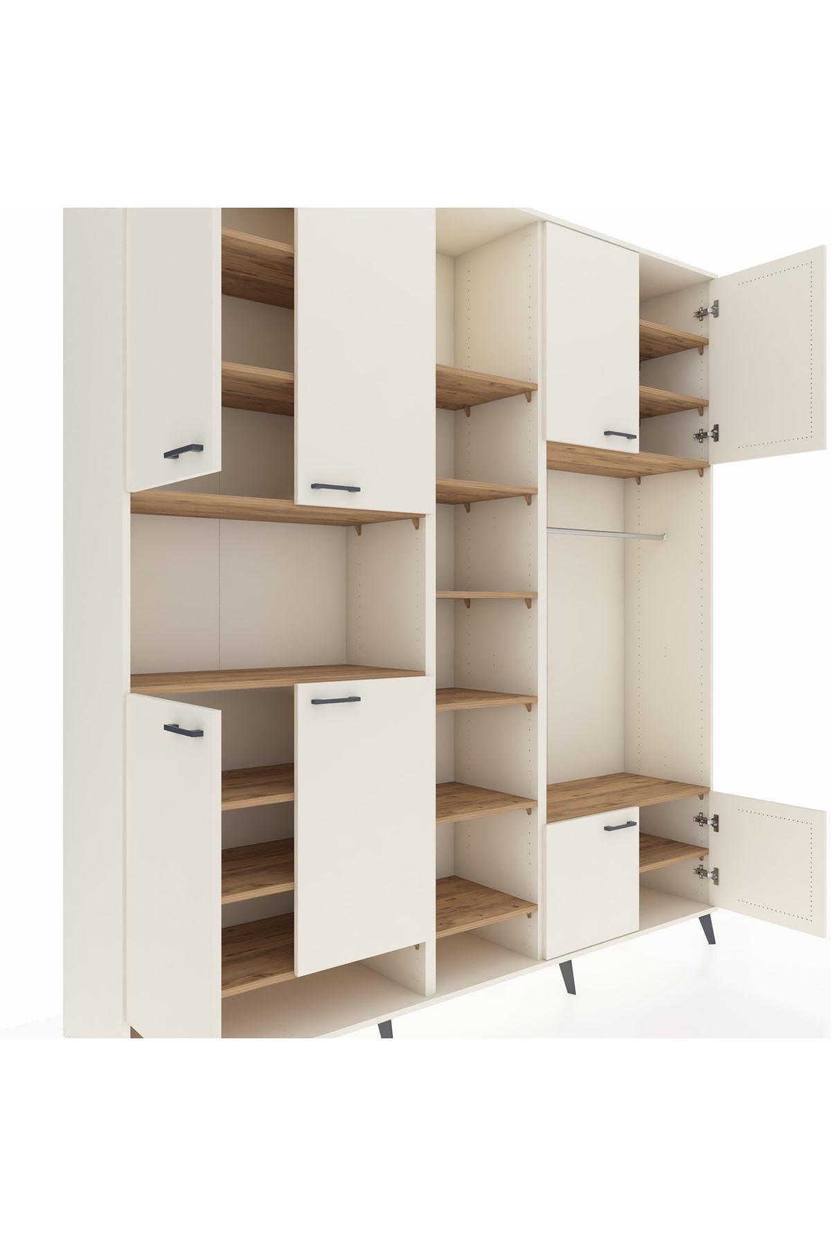 Hyperion Dolap 18 Raflı 8 Kapaklı Tek Askılı 220x44x243 Aytaşı-Aytaşı/Çam