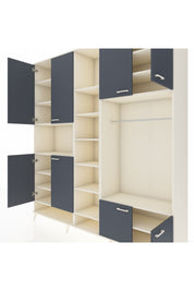 Hyperion Dolap 18 Raflı 8 Kapaklı Tek Askılı 220x44x243 Aytaşı-Antrasit/Aytaşı