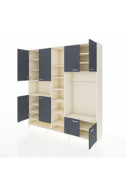 Hyperion Dolap 18 Raflı 8 Kapaklı Tek Askılı 220x44x243 Aytaşı-Antrasit/Aytaşı