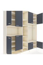 Hyperion Dolap 18 Raflı 8 Kapaklı Tek Askılı 220x44x243 Aytaşı-Antrasit/Aytaşı