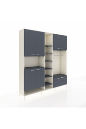 Hyperion Dolap 18 Raflı 8 Kapaklı Tek Askılı 220x44x243 Aytaşı-Antrasit/Antrasit