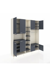 Hyperion Dolap 18 Raflı 8 Kapaklı Tek Askılı 220x44x243 Aytaşı-Antrasit/Antrasit