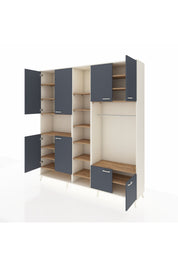 Hyperion Dolap 18 Raflı 8 Kapaklı Tek Askılı 220x44x243 Aytaşı-Antrasit/Çam