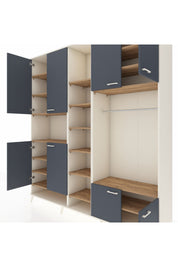 Hyperion Dolap 18 Raflı 8 Kapaklı Tek Askılı 220x44x243 Aytaşı-Antrasit/Çam