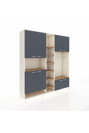 Hyperion Dolap 18 Raflı 8 Kapaklı Tek Askılı 220x44x243 Aytaşı-Antrasit/Çam