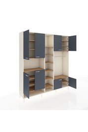 Hyperion Dolap 18 Raflı 8 Kapaklı Tek Askılı 220x44x243 Aytaşı-Antrasit/Çam