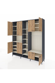 Hyperion Dolap 18 Raflı 8 Kapaklı Tek Askılı 220x44x243 Antrasit-Çam/Aytaşı