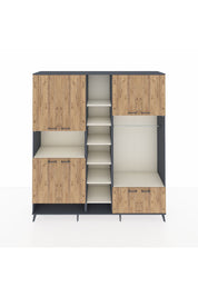 Hyperion Dolap 18 Raflı 8 Kapaklı Tek Askılı 220x44x243 Antrasit-Çam/Aytaşı