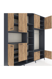 Hyperion Dolap 18 Raflı 8 Kapaklı Tek Askılı 220x44x243 Antrasit-Çam/Antrasit