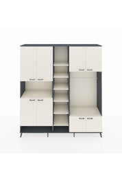 Hyperion Dolap 18 Raflı 8 Kapaklı Tek Askılı 220x44x243 Antrasit-Aytaşı/Aytaşı