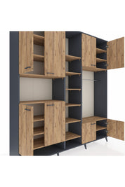 Hyperion Dolap 18 Raflı 8 Kapaklı Tek Askılı 220x44x243 Antrasit-Çam/Çam