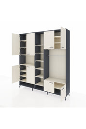 Hyperion Dolap 18 Raflı 8 Kapaklı Tek Askılı 220x44x243 Antrasit-Aytaşı/Aytaşı