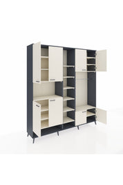 Hyperion Dolap 18 Raflı 8 Kapaklı Tek Askılı 220x44x243 Antrasit-Aytaşı/Aytaşı