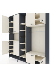 Hyperion Dolap 18 Raflı 8 Kapaklı Tek Askılı 220x44x243 Antrasit-Aytaşı/Aytaşı