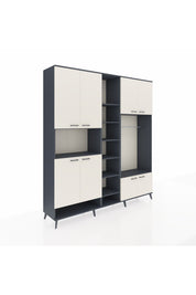 Hyperion Dolap 18 Raflı 8 Kapaklı Tek Askılı 220x44x243 Antrasit-Aytaşı/Antrasit