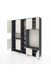 Hyperion Dolap 18 Raflı 8 Kapaklı Tek Askılı 220x44x243 Antrasit-Aytaşı/Antrasit