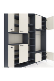 Hyperion Dolap 18 Raflı 8 Kapaklı Tek Askılı 220x44x243 Antrasit-Aytaşı/Antrasit