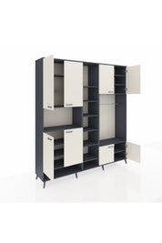 Hyperion Dolap 18 Raflı 8 Kapaklı Tek Askılı 220x44x243 Antrasit-Aytaşı/Antrasit