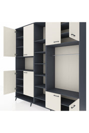 Hyperion Dolap 18 Raflı 8 Kapaklı Tek Askılı 220x44x243 Antrasit-Aytaşı/Antrasit