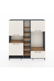 Hyperion Dolap 18 Raflı 8 Kapaklı Tek Askılı 220x44x243 Antrasit-Aytaşı/Çam