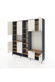 Hyperion Dolap 18 Raflı 8 Kapaklı Tek Askılı 220x44x243 Antrasit-Aytaşı/Çam