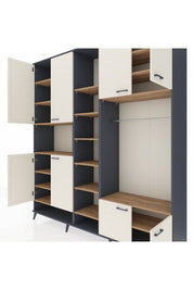 Hyperion Dolap 18 Raflı 8 Kapaklı Tek Askılı 220x44x243 Antrasit-Aytaşı/Çam