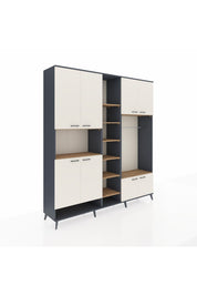 Hyperion Dolap 18 Raflı 8 Kapaklı Tek Askılı 220x44x243 Antrasit-Aytaşı/Çam