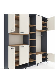 Hyperion Dolap 18 Raflı 8 Kapaklı Tek Askılı 220x44x243 Antrasit-Aytaşı/Çam