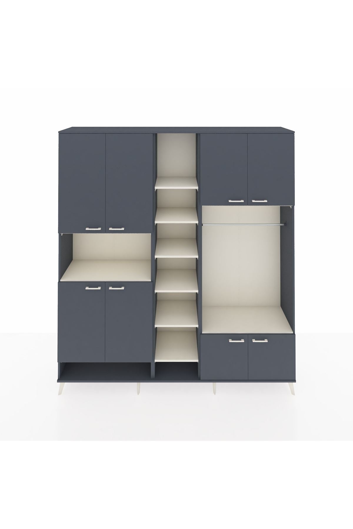 Hyperion Dolap 18 Raflı 8 Kapaklı Tek Askılı 220x44x243 Antrasit-Antrasit/Aytaşı