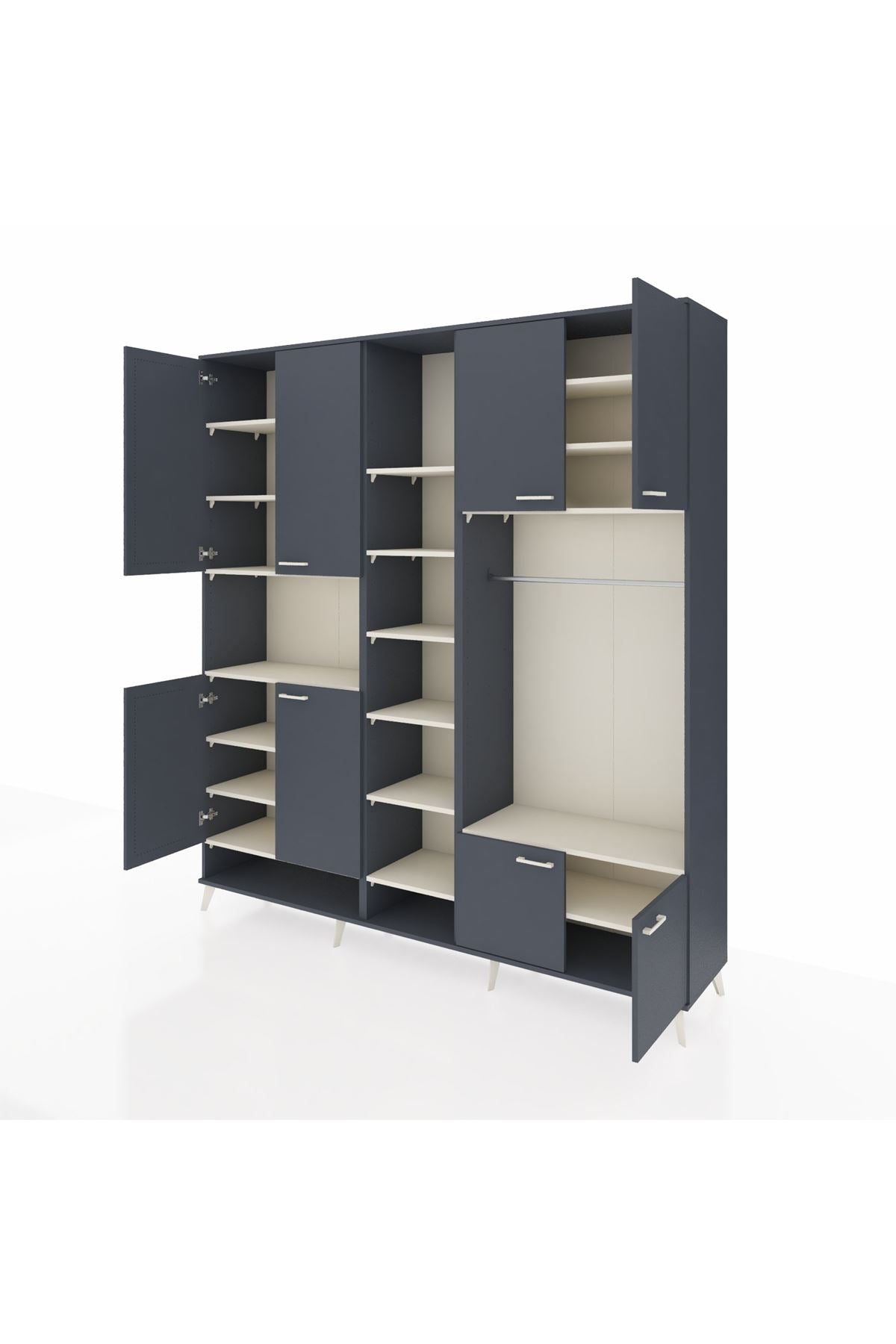 Hyperion Dolap 18 Raflı 8 Kapaklı Tek Askılı 220x44x243 Antrasit-Antrasit/Aytaşı