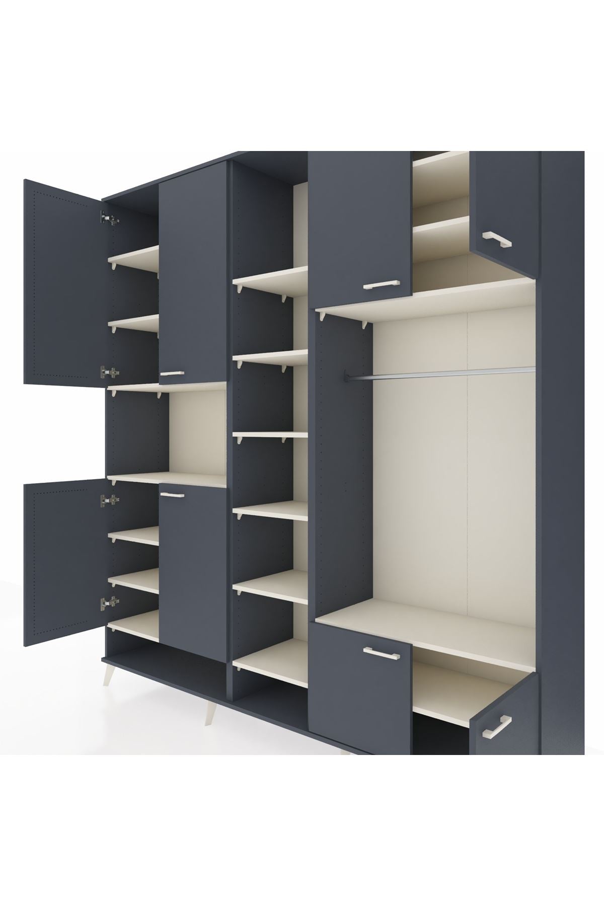 Hyperion Dolap 18 Raflı 8 Kapaklı Tek Askılı 220x44x243 Antrasit-Antrasit/Aytaşı