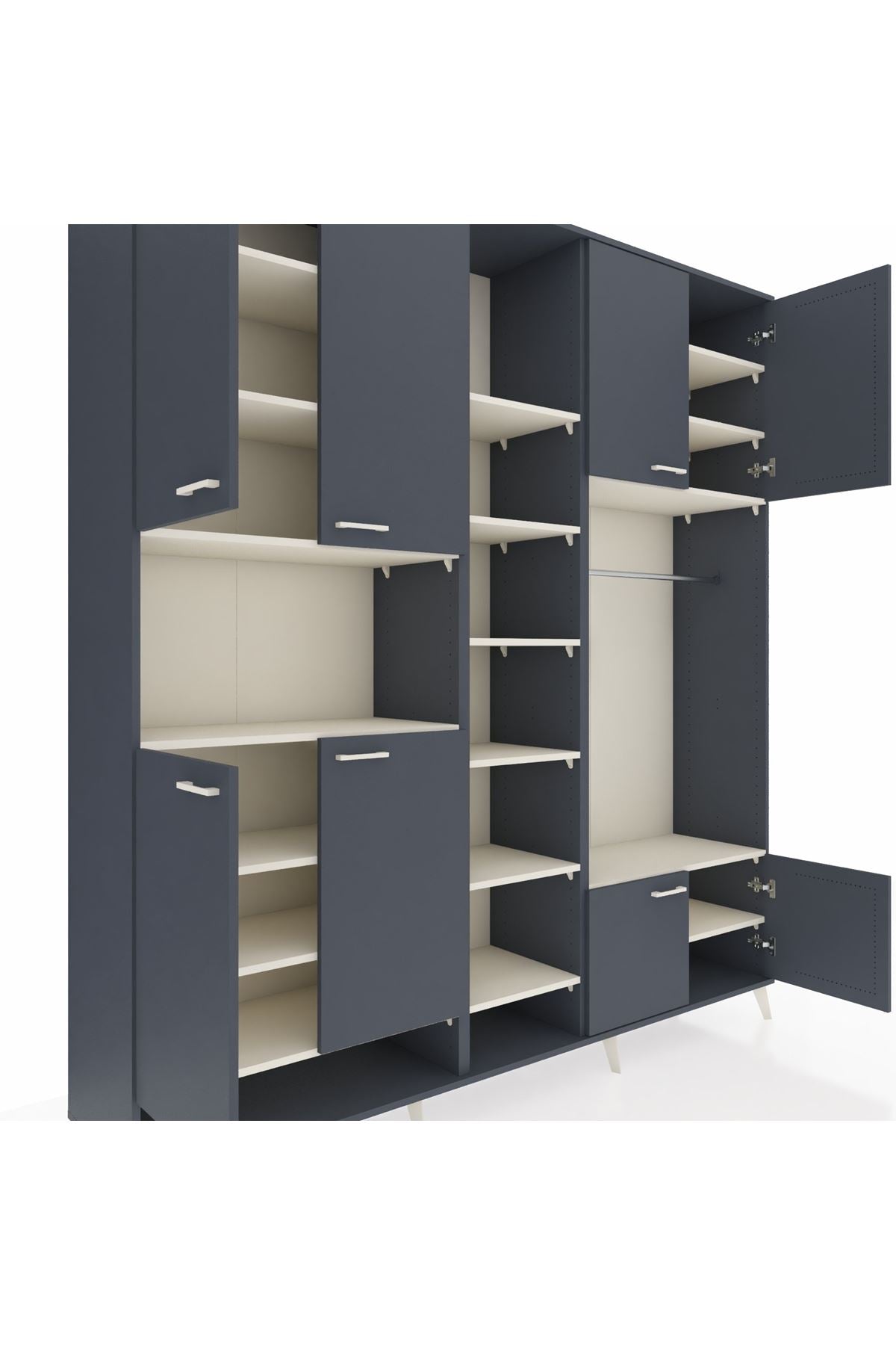 Hyperion Dolap 18 Raflı 8 Kapaklı Tek Askılı 220x44x243 Antrasit-Antrasit/Aytaşı