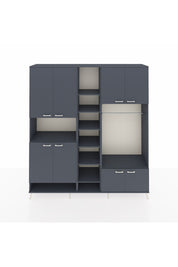 Hyperion Dolap 18 Raflı 8 Kapaklı Tek Askılı 220x44x243 Antrasit-Antrasit/Antrasit