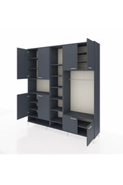 Hyperion Dolap 18 Raflı 8 Kapaklı Tek Askılı 220x44x243 Antrasit-Antrasit/Antrasit