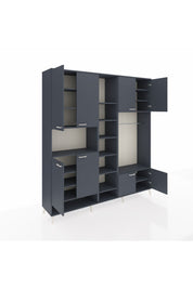 Hyperion Dolap 18 Raflı 8 Kapaklı Tek Askılı 220x44x243 Antrasit-Antrasit/Antrasit