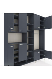 Hyperion Dolap 18 Raflı 8 Kapaklı Tek Askılı 220x44x243 Antrasit-Antrasit/Antrasit