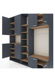 Hyperion Dolap 18 Raflı 8 Kapaklı Tek Askılı 220x44x243 Antrasit-Antrasit/Çam