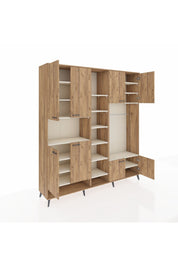 Hyperion Dolap 18 Raflı 8 Kapaklı Tek Askılı 220x44x243 Çam-Çam/Aytaşı